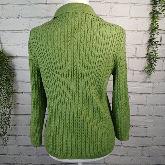WOMENS JONES NEW YORK SIGNATURE VNECK SWEATER, 3/4 SLEEVE, PERIDOT GREEN, SIZE L - Picture 4 of 7